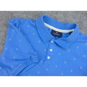 Scotch & Soda Polo Shirt Mens Med Blue Geometric Pique Short Sleeve Summer